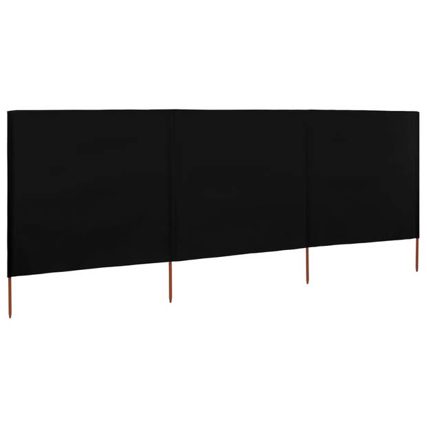 The Living Store Inklapbaar Windscherm - 3-panelig - 400 x 120 cm - zwart