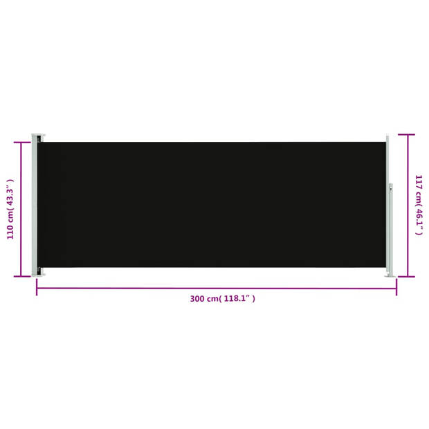 vidaXL Windscherm uittrekbaar 117x300 cm zwart