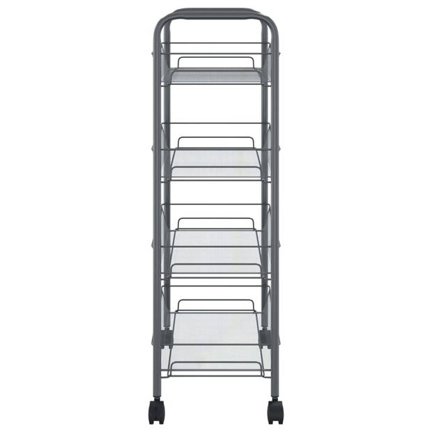 The Living Store Huishoudelijke trolley - Grijs - 46 x 26 x 85 cm - Sterke uitneembare gaasmanden