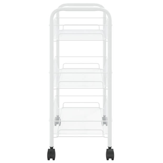 The Living Store Huishoudelijke Trolley - IJzeren constructie - 46x26x64 cm - Wit