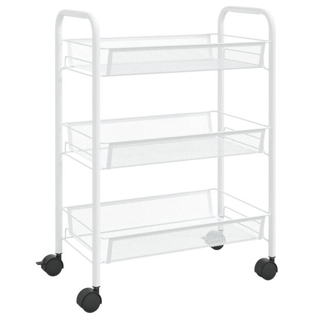 The Living Store Huishoudelijke Trolley - IJzeren constructie - 46x26x64 cm - Wit