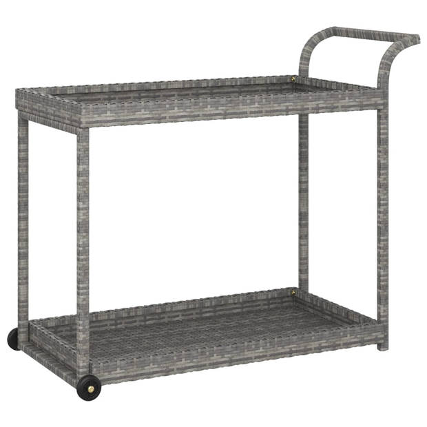 The Living Store Servicewagen Poly Rattan - 100 x 45 x 83 cm - Grijs