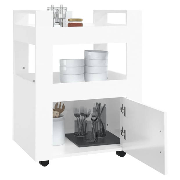 The Living Store Keukentrolley - Wit - 60 x 45 x 80 cm - Ruime opbergruimte - Duurzaam hout