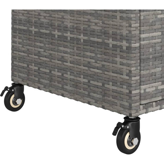 The Living Store Barwagen Poly Rattan - 100 x 45 x 97 cm - Grijs