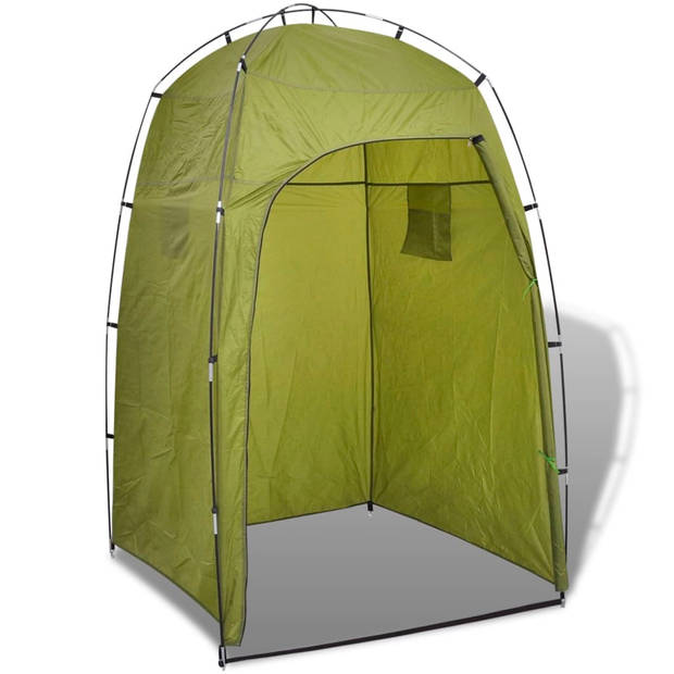 The Living Store Douchetent Groen 130x130x210 cm - Glasvezel - Privacy - 2 Opbergvakken