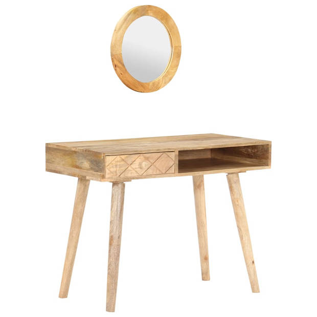 The Living Store Houten Opmaaktafel - Make-up Tafel - 100x50x76 cm - Massief mangohout