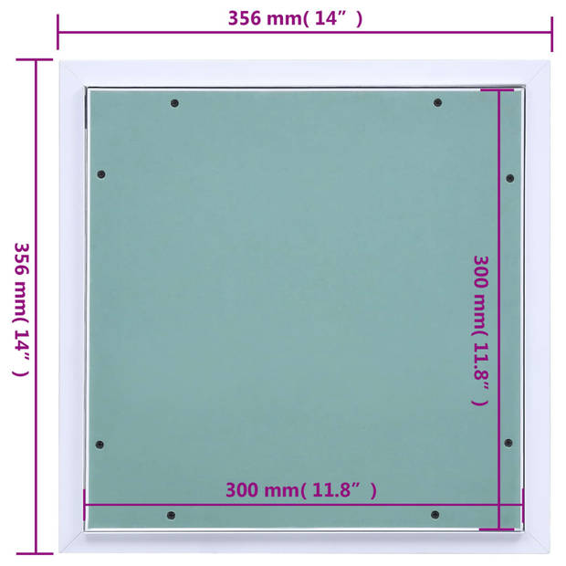 The Living Store Inspectieluik Groene Gipsplaat - Grote 300x300 mm - Aluminium Frame