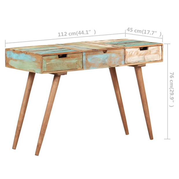 The Living Store Opmaaktafel Gerecycled Hout - 112 x 45 x 76 cm - Met Spiegel en Lades