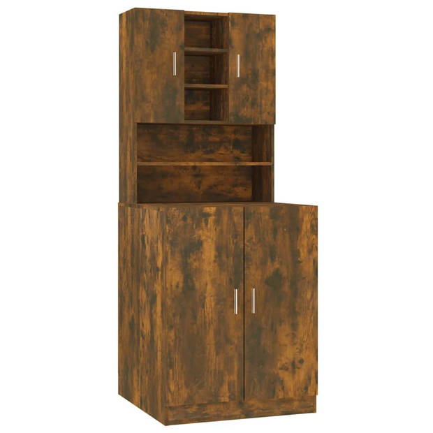 The Living Store Wasmachinekast - Gerookt eiken - Bewerkt hout - 71x71.5x181.5cm - 10 vakken