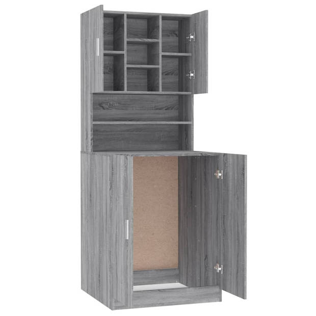 The Living Store Wasmachinekast - Modern Design - Badkamermeubel - 71 x 71.5 x 181.5 cm - Grijs Sonoma Eiken