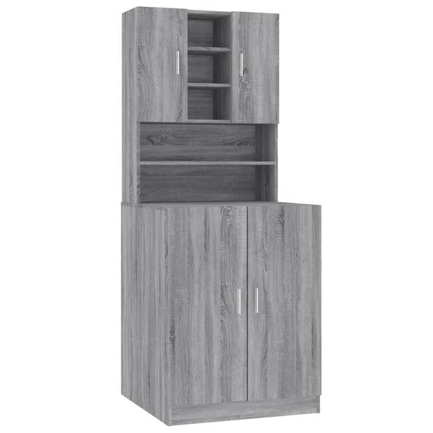 The Living Store Wasmachinekast - Modern Design - Badkamermeubel - 71 x 71.5 x 181.5 cm - Grijs Sonoma Eiken