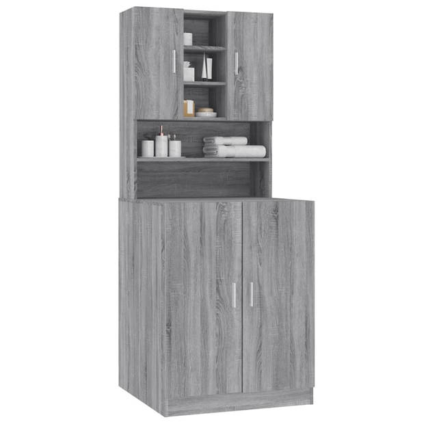 The Living Store Wasmachinekast - Modern Design - Badkamermeubel - 71 x 71.5 x 181.5 cm - Grijs Sonoma Eiken