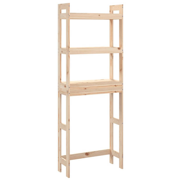 The Living Store Toiletrek - Massief grenenhout - Ruimtebesparend - 3 planken - 63 x 26 x 171 cm