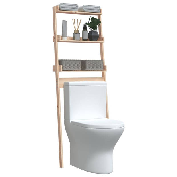 The Living Store Toiletrek - Badkameropbergrek - 63.5 x 32 x 179 cm - Massief grenenhout