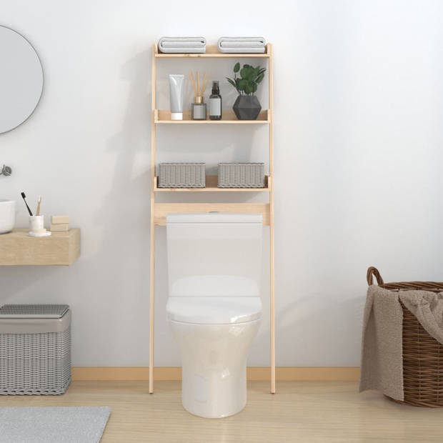 The Living Store Toiletrek - Badkameropbergrek - 63.5 x 32 x 179 cm - Massief grenenhout