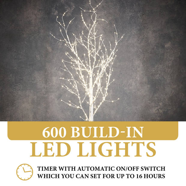 Giftsome Lichtboom met LED Kerstverlichting - LED Boom 180 CM - Takken met Verlichting - Wit