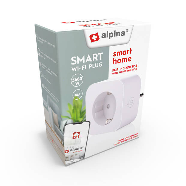 alpina Smart Home - Slimme Stekker - Binnen - Tijdschema's - Verbruiksmeter - App en Stem Besturing