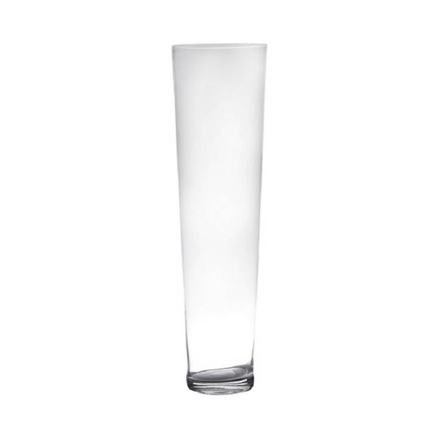 Set van 2x stuks transparante home-basics conische vaas/vazen van glas 70 x 19 cm - Vazen