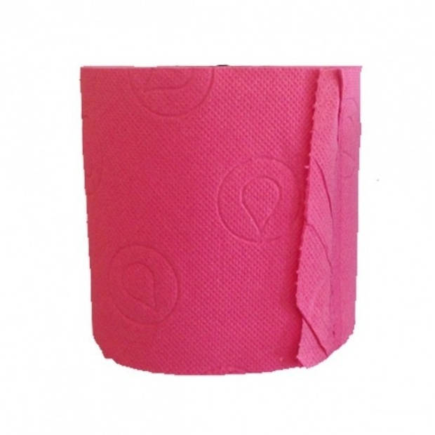 2x WC-papier toiletrol fuchsia 140 vellen - Feestdecoratievoorwerp