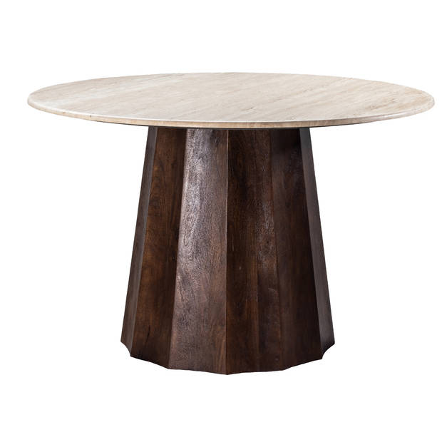 Giga Meubel - Eettafel Rond -Travertin - Bruin - 150 cm - Eettafel Lucio