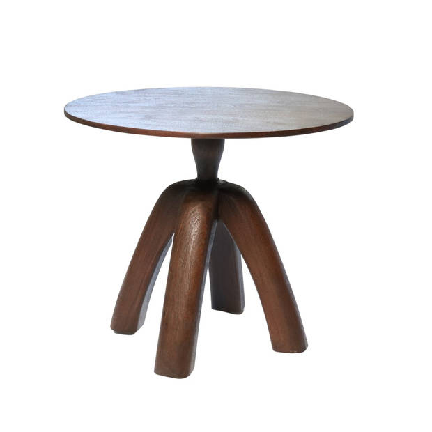 Giga Meubel - Bijzettafel Rond - Bruin - Hout - 50 cm - Bijzettafel Mia