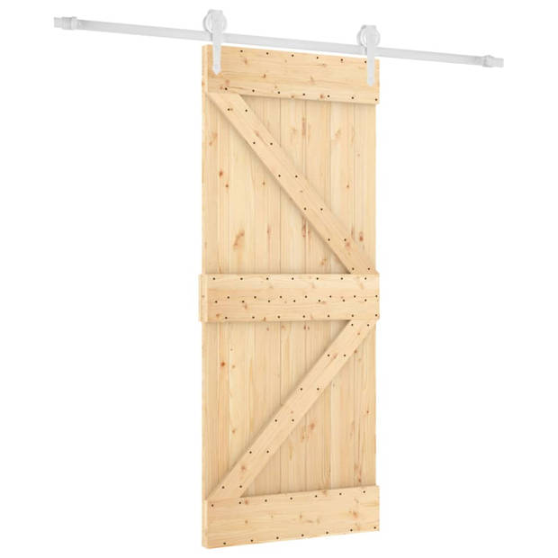 vidaXL Schuifdeur met beslag 85x210 cm massief grenenhout