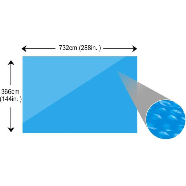The Living Store Solar Zwembadzeil 732 x 366 cm - Dik PE folie met luchtkamers - Blauw