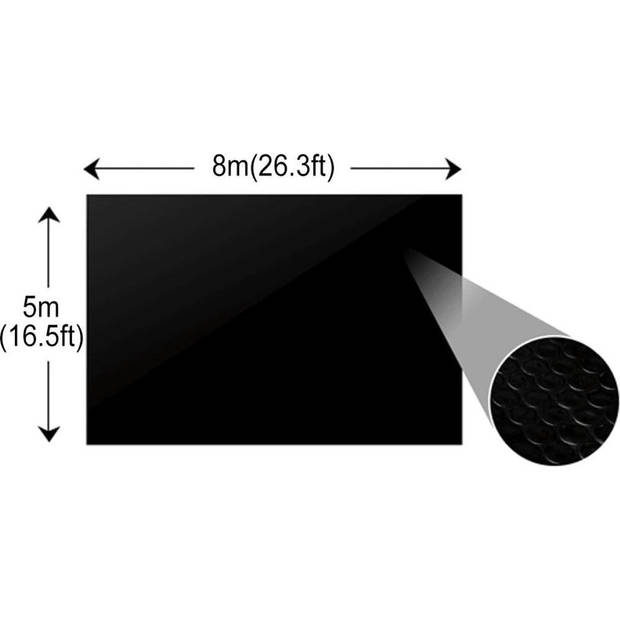 The Living Store Zwembadfolie - 8x5m - Verhoogt watertemperatuur - PE bubbels - Goedkoop en duurzaam - Zwart