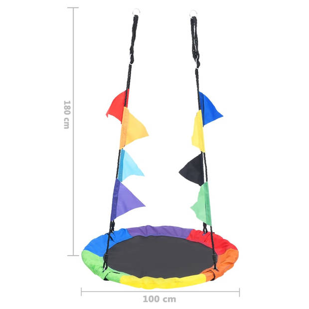 The Living Store Nestschommel - Meerkleurig - 100 x 180 cm (ø x H) - Verstelbaar touw - Hoog draagvermogen