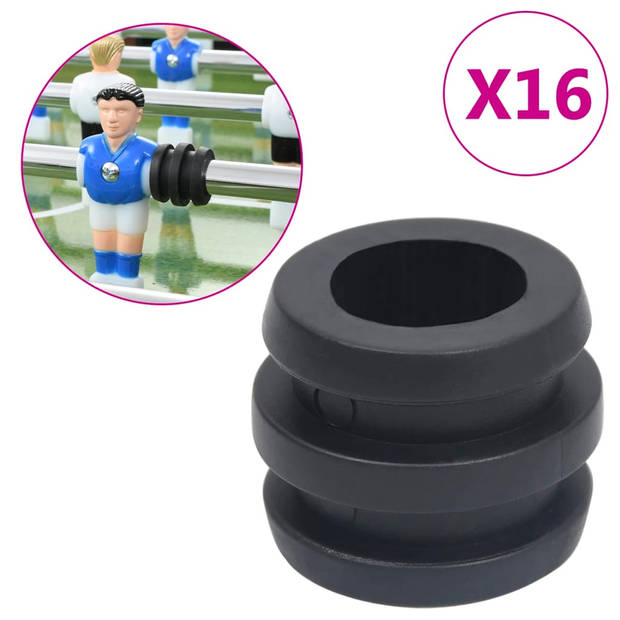 The Living Store Tafelvoetbal Stangstopper - 15.9/16 mm - Zwart ABS - 16 stuks