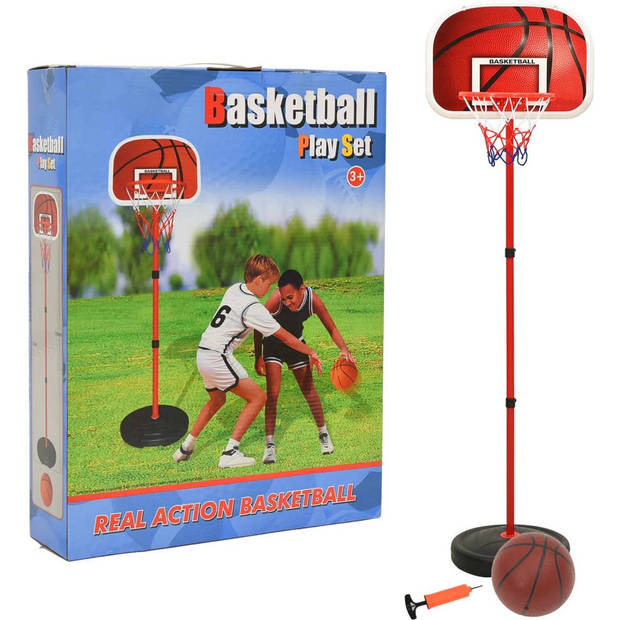 The Living Store Basketbalstandaard Kids - Rood Wit Blauw Zwart - 160 cm hoog