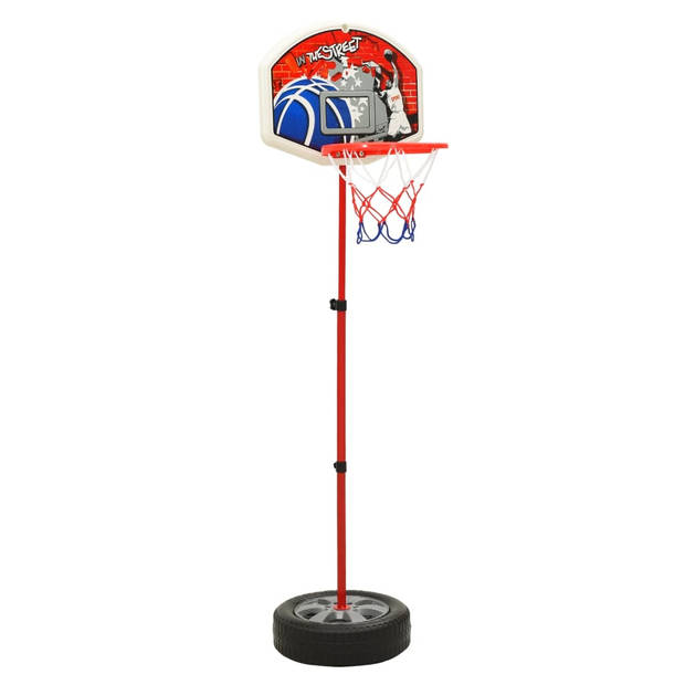 The Living Store Basketbalstandaard - Speelset - 120 cm - Verstelbare hoogte - Stevige basis - Meerkleurig - PE/PP
