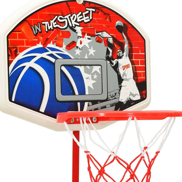 The Living Store Basketbalstandaard - Speelset - 120 cm - Verstelbare hoogte - Stevige basis - Meerkleurig - PE/PP