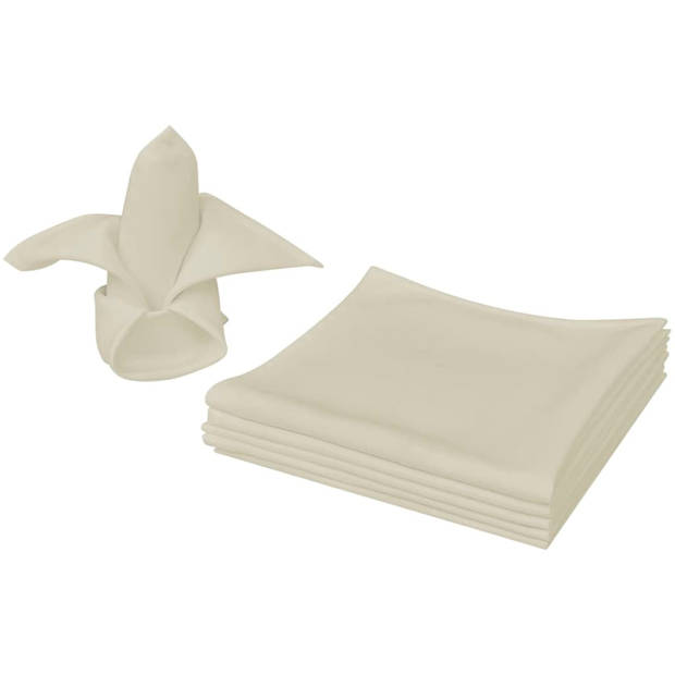 The Living Store Servetten 50x50 - Crème - 180g polyester - Kreukel- en vlekbestendig