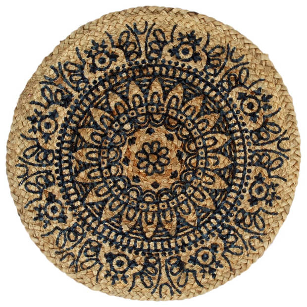 vidaXL Placemats 4 st rond 38 cm jute donkerblauw