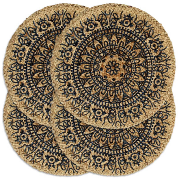 The Living Store Placemats - Jute - 38 cm - Donkerblauw