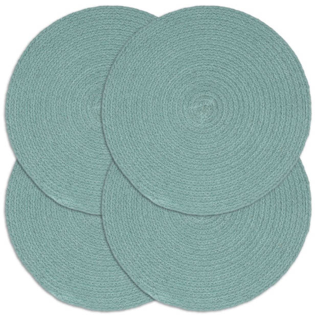 The Living Store Placemats - Handgeweven - Katoen - 38 cm - Groen