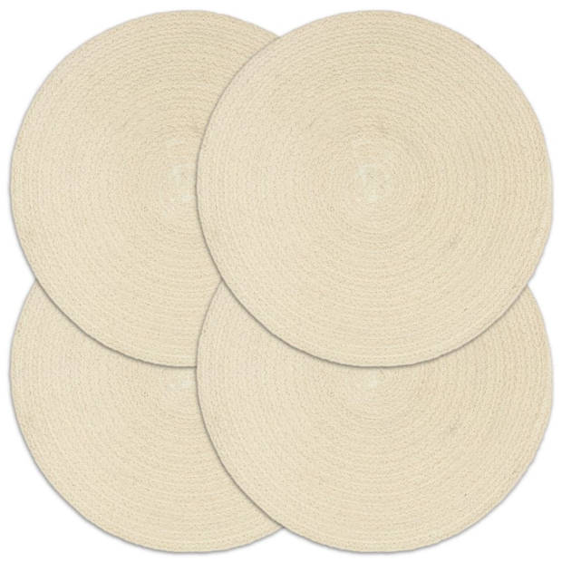 The Living Store Placemats - Handgeweven - 100% Katoen - 38 cm - Naturel