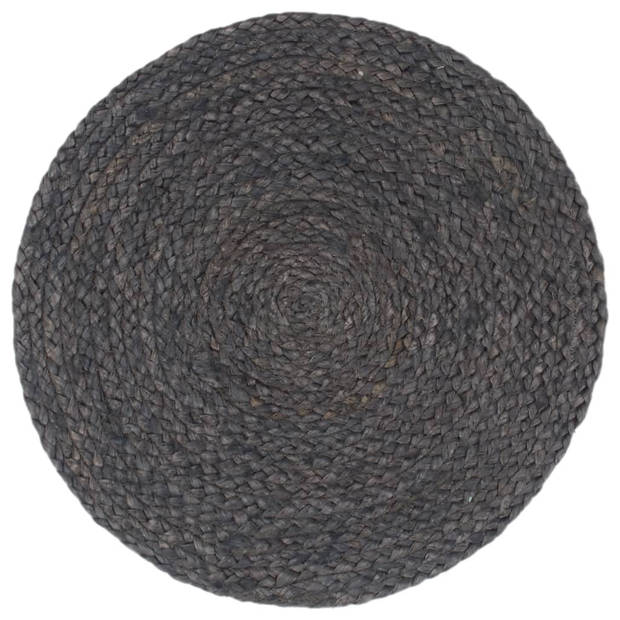 vidaXL Placemats 6 st rond 38 cm jute donkergrijs