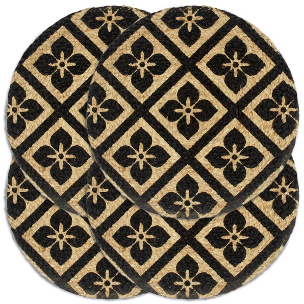 The Living Store Placemats - Handgeweven - Jute - Diameter 38 cm