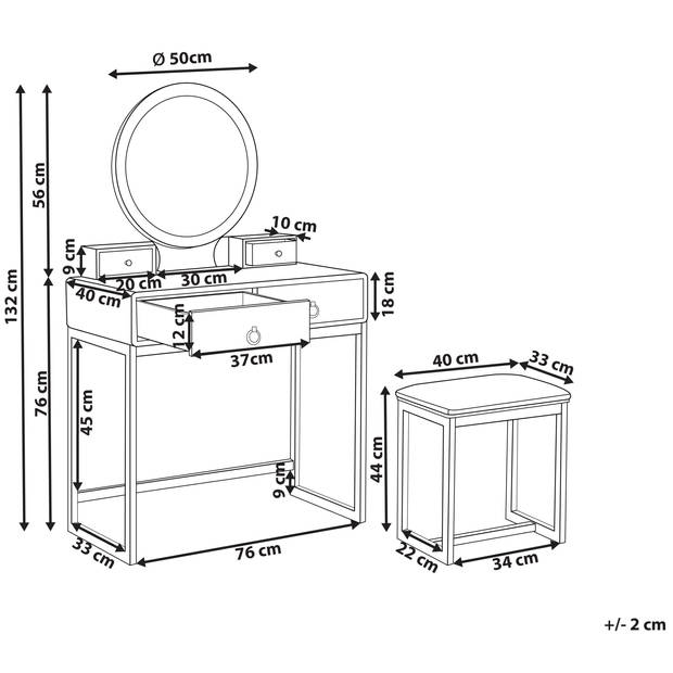 Beliani AUXON - Kaptafel-Wit-MDF