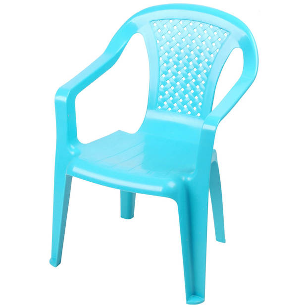 Sunnydays Kinderstoelen 4x met tafeltje set - buiten/binnen - blauw - kunststof - Kinderstoelen