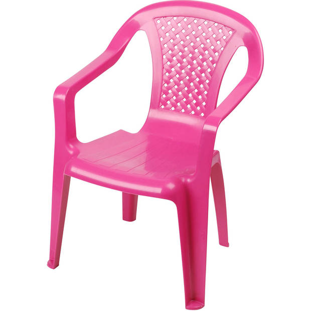 Sunnydays Kinderstoel - 4x - roze - kunststof - buiten/binnen - L37 x B35 x H52 cm - tuinstoelen - Kinderstoelen