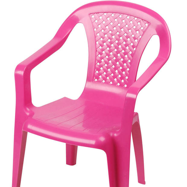 Sunnydays Kinderstoel - roze - kunststof - buiten/binnen - L37 x B35 x H52 cm - tuinstoelen - Kinderstoelen