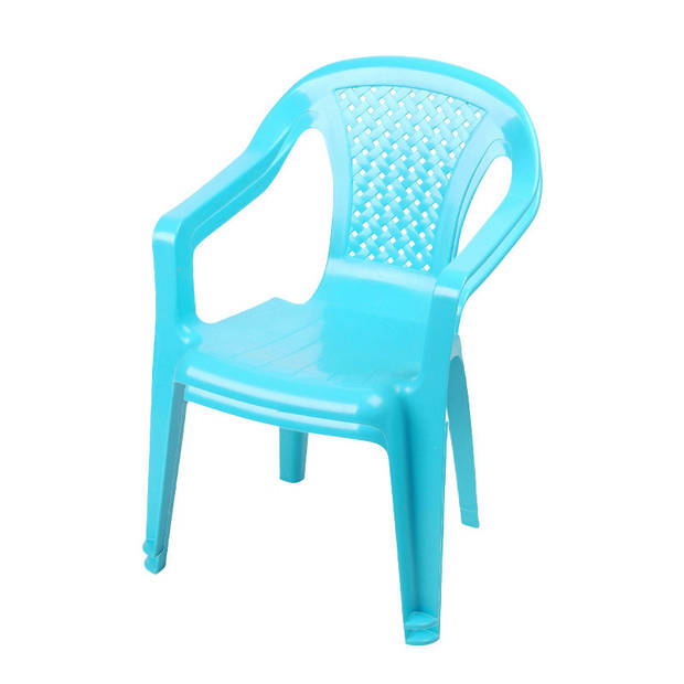 Sunnydays Kinderstoel - 2x - blauw - kunststof - buiten/binnen - L37 x B35 x H52 cm - tuinstoelen - Kinderstoelen