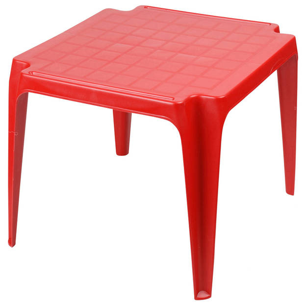 Sunnydays Kindertafel - rood - kunststof - buiten/binnen - L56 x B51 x H44 cm - Bijzettafels - Bijzettafels