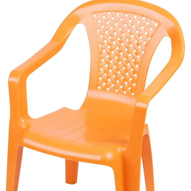 Sunnydays Kinderstoel - 2x - oranje - kunststof - buiten/binnen - L37 x B35 x H52 cm - tuinstoelen - Kinderstoelen