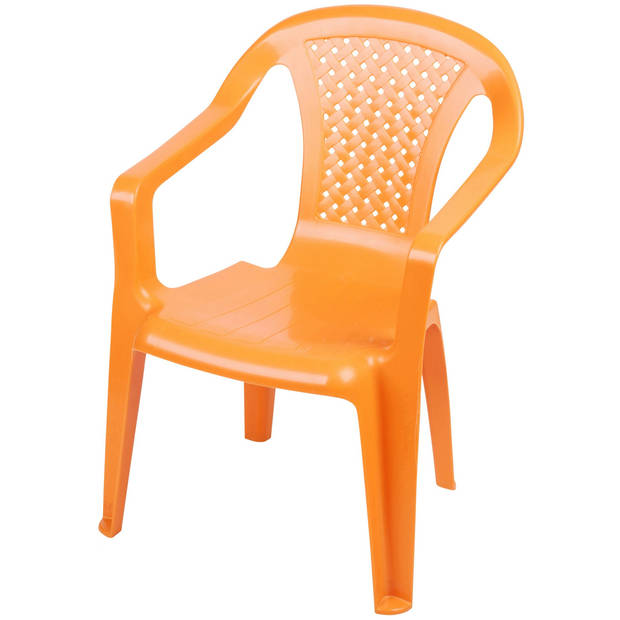 Sunnydays Kinderstoel - 4x - oranje - kunststof - buiten/binnen - L37 x B35 x H52 cm - tuinstoelen - Kinderstoelen