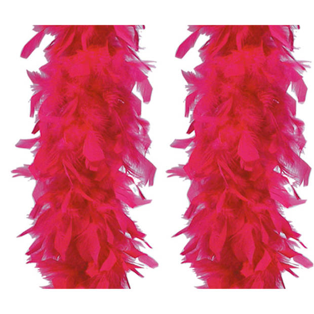 Carnaval verkleed veren Boa - 2 stuks- fuchsia roze - 180 cm - Verkleed boa