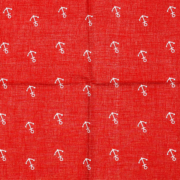 Matroos/kapitein/piraten zakdoek - rood - met ankers patroon - 55 x 55 cm - Verkleedattributen